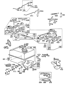 Carburetor And Fuel Tank Assembly Diagram and Parts List for  Briggs and Stratton Engine